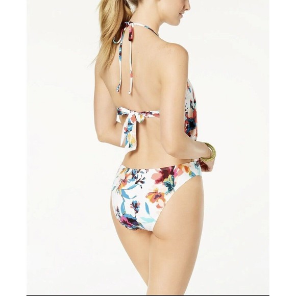 Bar III Floral Printed Plunging-Neckline Cheeky One-Piece Swimsuit Size Medium - Picture 2 of 4